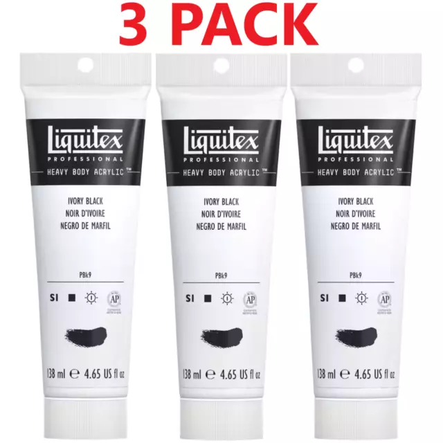 LIQUITEX Professional Heavy Body Acrylic Ivory Black PBk9 - 3 PACK