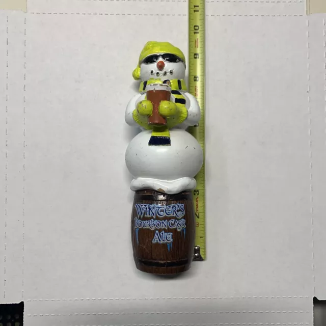 9” Beer Tap Handle Winters Bourbon Cask Ale Snowman NEEDS TOUCHED UP SEE PICS