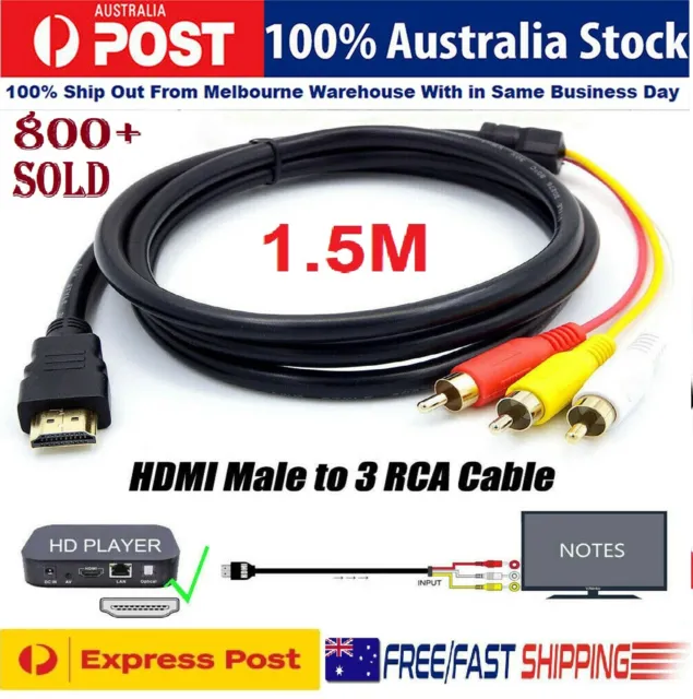 5ft HDMI to RCA cable 1080P DVD Male 3RCA Audio Video Component Convert AV Cable