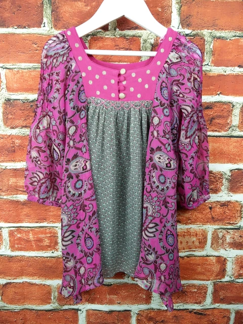 Girls Monsoon Age 4-5 Yrs Purple Mix Paisley Shimmer Asymmetric Hem Top / Dress
