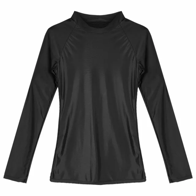 #L Women Glossy Long Sleeve T-shirt O Neck Breathable Tops Yoga Casual Sportwear 4