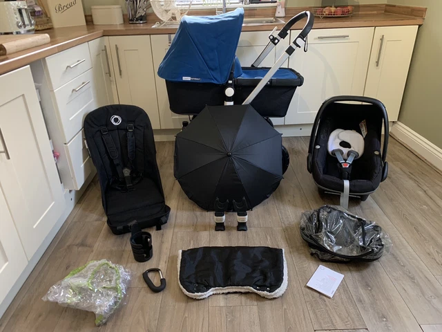 Bugaboo Cameleon 3 Black Royal Blue Travel System Pram Set + Maxi Cosi Car Seat