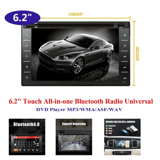 6.2inch Touch Screen All-in-one Bluetooth Radio Car DVD Player Audio Video 32GB