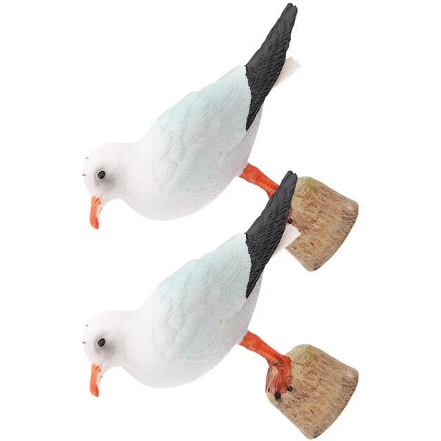 2 Pcs Red-billed Gull Model Bird Figurine Fairy Table Decorations