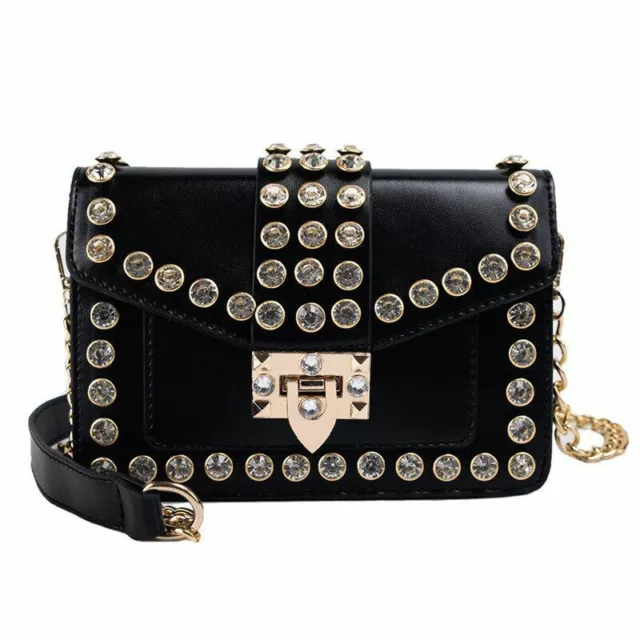 Sac Bandoulière Mode Femme Diamants Porte-Monnaie Petit Chaîne Classique Rivet
