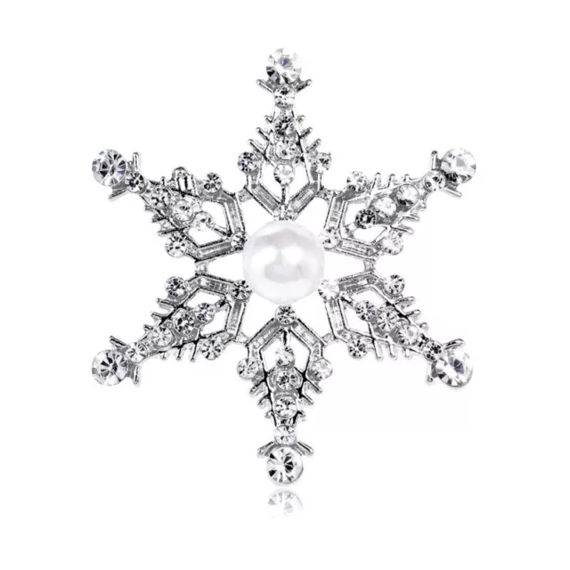 Fashion Christmas Xmas Snowflake Crystal Brooch Pin Costume Women Party Jewelry
