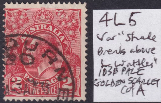 Australia, KGV, 1931, 2d Red, Die 3, CofA Wmk, Minor Variety 4L5, Used.