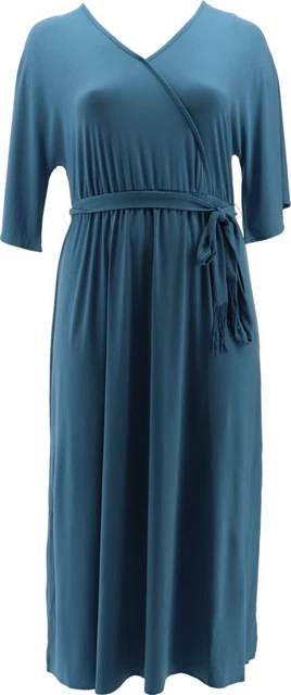 Haute Hippie Tribe Knit Maxi Dress Fringe Belt Slate Blue S NEW A394298