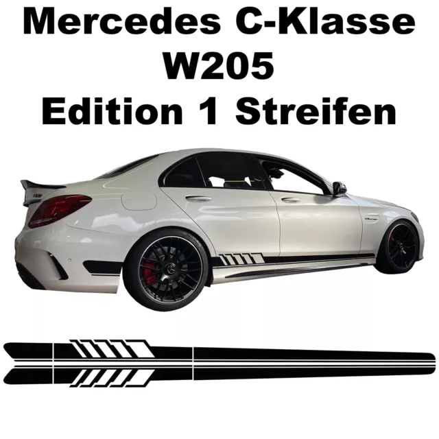 Seitenstreifen Mercedes W205 Limo AMG Edition 1 Optik Aufkleber Sticker Schwarz