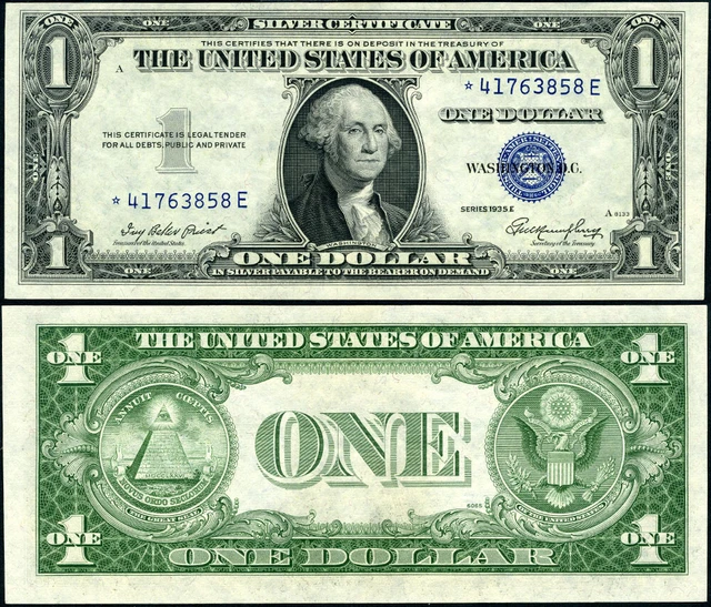 FR. 1614* $1 1935-E Silver Certificate *-E Block Gem CU Star