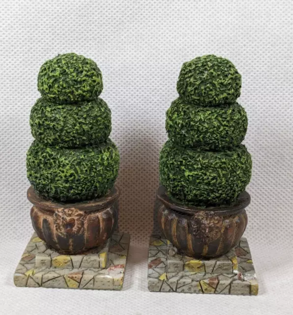Vintage Dolls House Garden Accessories -Pair of Miniature Topiary Trees Ht 9.5cm