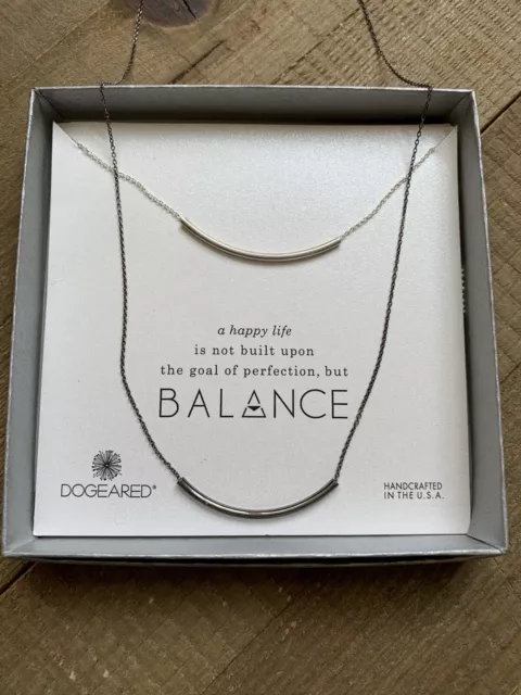 Dogeared Balance Bar Necklace 925 Sterling Silver LOT 1 NEW in Box & 1 Used NICE