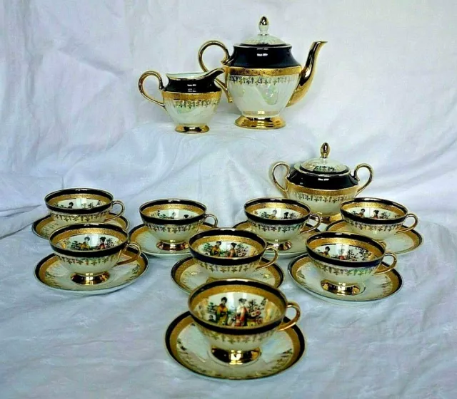 Service à thé ou café en porcelaine décor à la japonaise