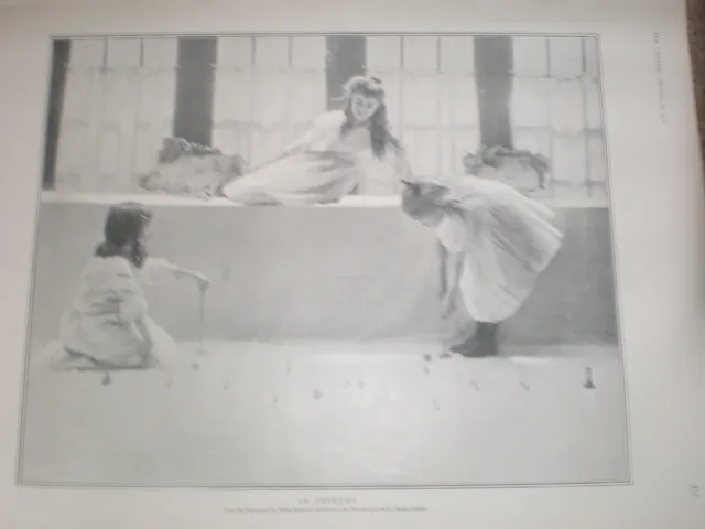 Printed art photograph Le Croquet by Pierre Debreuil 1904 children playing