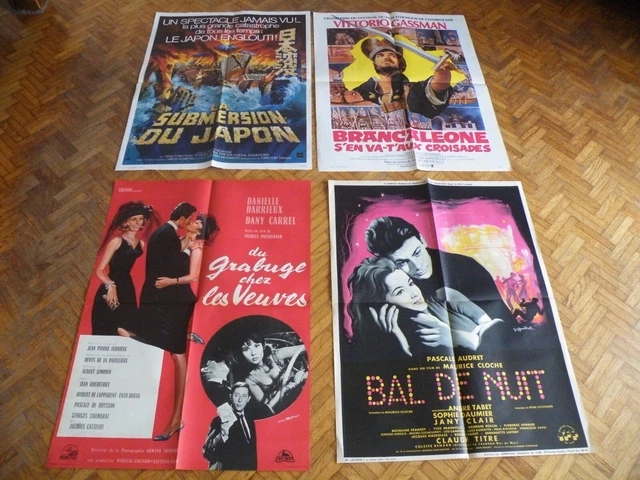 lot 4 anciennes affiches cinema vintage TBE 60*80cm années 50-70