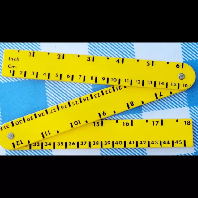 Vintage Plastic Folding Ruler 18 In/45 cm Handy Craft Tool VTG #P5