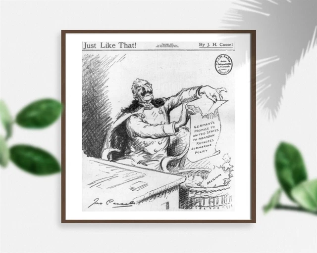 Photo: Just like that!,c1917,Kaiser Wilhelm tearing up paper,Germany's promise t