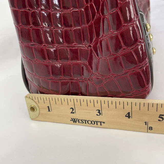 NEW Samantha Brown Croco-Embossed Dowel Travel Bag In Watermelon Red PVC 6