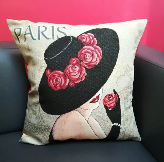 Taie d'oreiller Paris haute couture 50x50cm, décoration d'intérieur femme fatale