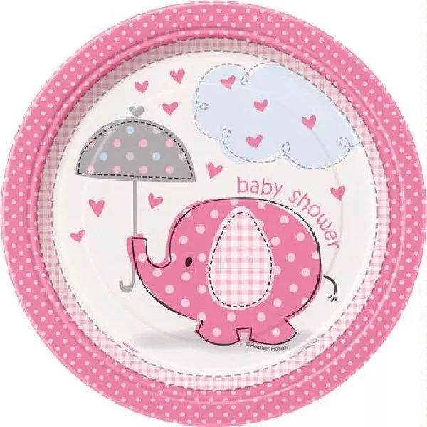 Pink Umbrellaphants Gender Baby Shower Party Supplies Tableware Decorations Girl