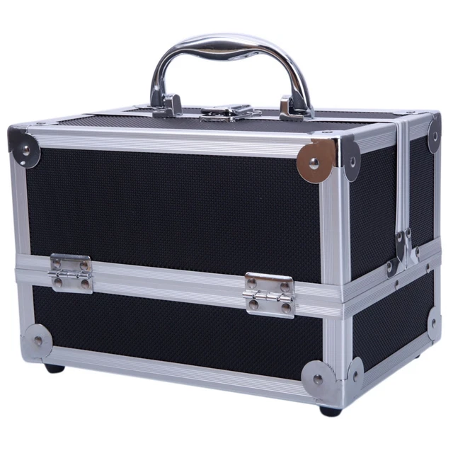 SM-2176 Aluminum Makeup Train Case Jewelry Box Cosmetic Organizer with Mirror 9"