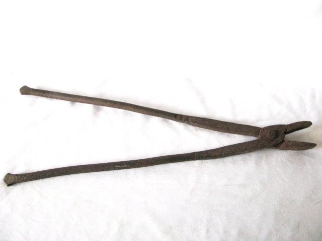 Antique Hand Forged Primitive Blacksmith Horse Shoe Scissor Hinge Pliers Tongs
