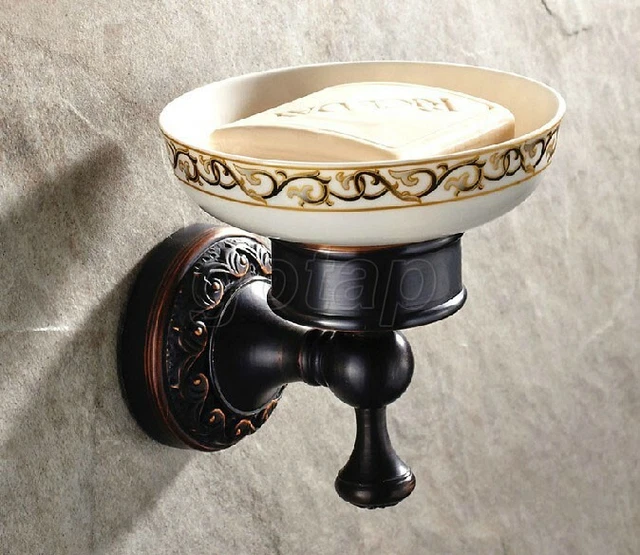 Bathroom Accessory Wall Mounted Oil Rubbed Bronze Soap Ceramic Dish Holder