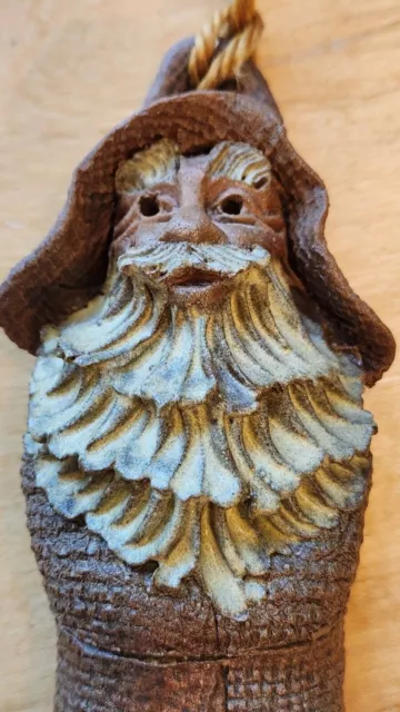 Hand crafted clay pottery Old Man of the Woods art statue figurine Wall Hanging