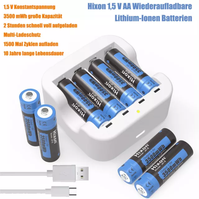 Batterie ricaricabili agli ioni di litio Hixon 1,5 V AA 3500mWh 14500 AA batteria