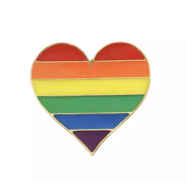 LGBTQIA Pride Support Flag Rainbow Brooch Lapel Pin Heart Love Gay lesbian