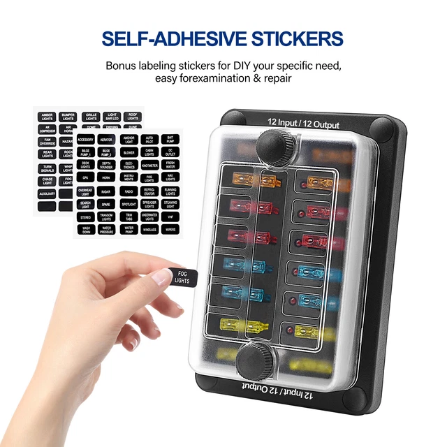 12-Way Blade Fuse Box Block Holder ATO ATC for Car Marine Boat RV Waterproof E
