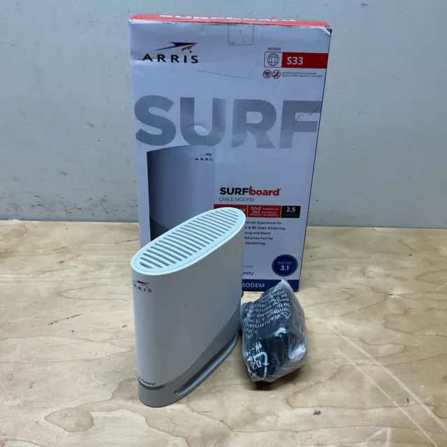 ARRIS S33 SURFboard DOCSIS 3.1 White 2.5 Gbps Multi Gigabit Cable Modem