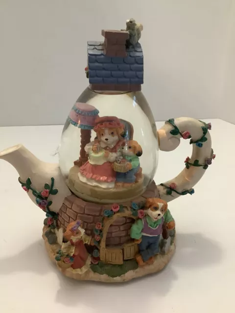 Dog Teapot  Musical Snowglobe Plays “I’d Like To Teach The World To Sing”…