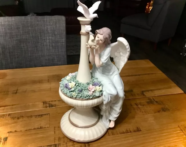 Vintage 14"Grandeur Noel Large Porcelain Angel Figurine Hand-Painted Sculpture