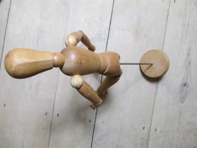 Articulated Wooden Model For Artists - Jointed Human - 13 Inches On Stand-USED 3