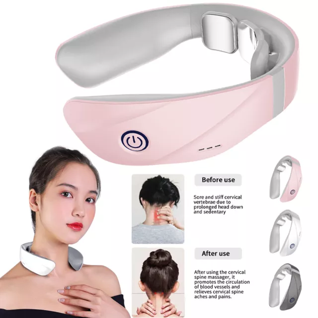HEATING ELECTRIC CERVICAL Neck Massager Muscle Pulse Relax Massage Pain ...