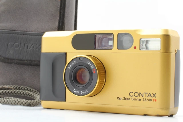 Read![EXC+5 w/Case ] Contax T2 Gold Point & Shoot Film Camera + Strap from JAPAN