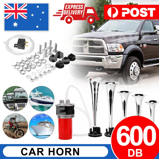 600DB 12V Dual Trumpet Train Air Horn Kit With Compressor For Trucks, RV, Boat, Car