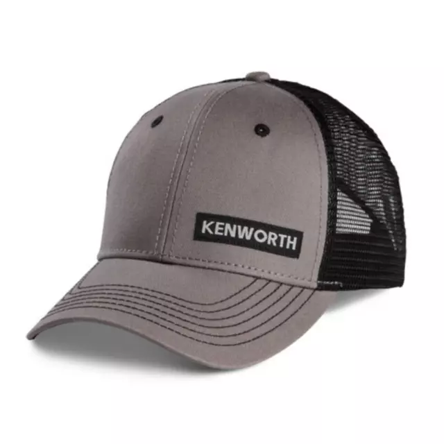 KENWORTH TRUCKS MOTORS Grey & Black Patch Snapback Trucker Mesh