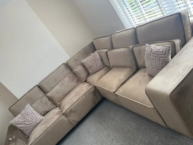 Large Corner Sofa, Five  Seater Sofa Couch  Mink  -   Sloane