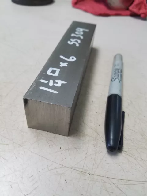 1-1/4" square x 6" long, 304 Stainless Steel Square Bar