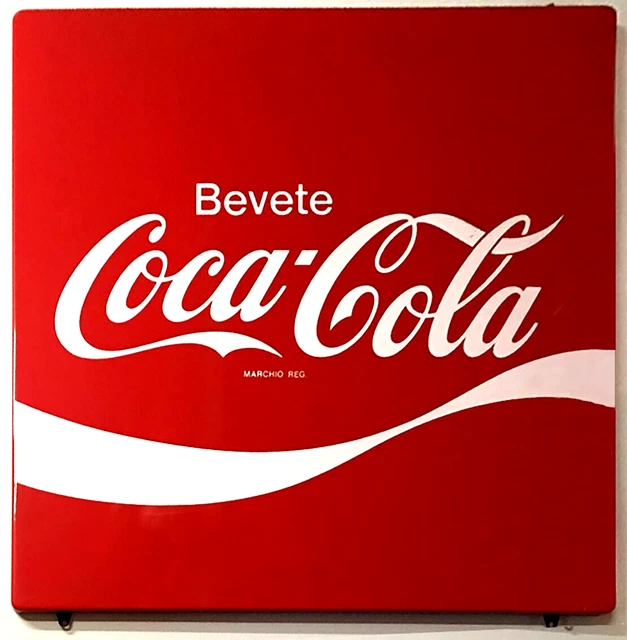 Coca-Cola Italia Targa Metallo Insegna Vintage 60'S Grande Dimensione 90X90Cm.