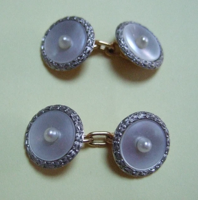 Paire De Boutons De Manchette Vintage En Argent Sterling Massif - Motif Mécanisme/Crabe - Pierre D'Onyx