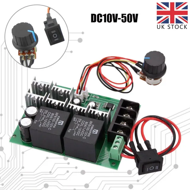 DC 10V-50V 40A PWM Brush Speed Controller CW CCW Reversible Switch Max.60A New