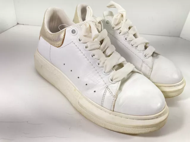 Alexander McQueen Sneakers Shoes Women Size US 9 EU 39 White Lace up Casual