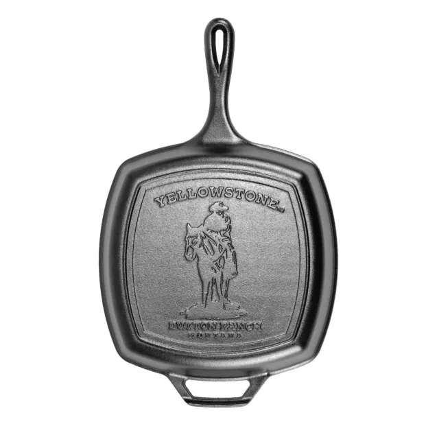 Yellowstone 10.5 inch Seasoned Square Cast Iron Cowboy Grill Pan