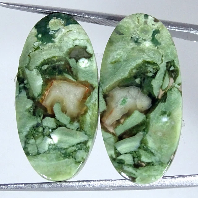 24.20Cts Natürlich Regenwald Jaspis Paar Rhyolite Oval Cabochon Lose Edelsteine