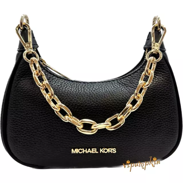 Michael Kors Cora Mini Zip Pouchette Crossbody Shoulder Bag Leather Black