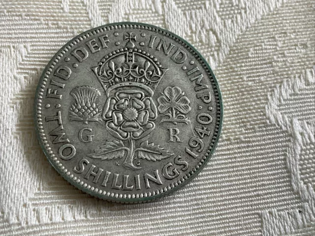 1940 George VI English Two Shilling Coin