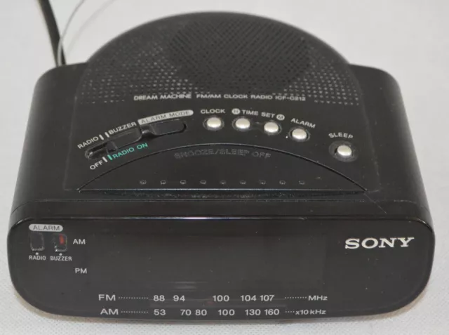 Réveil radio Sony ICF-C212 machine de rêve FM/AM lumière verte numérique